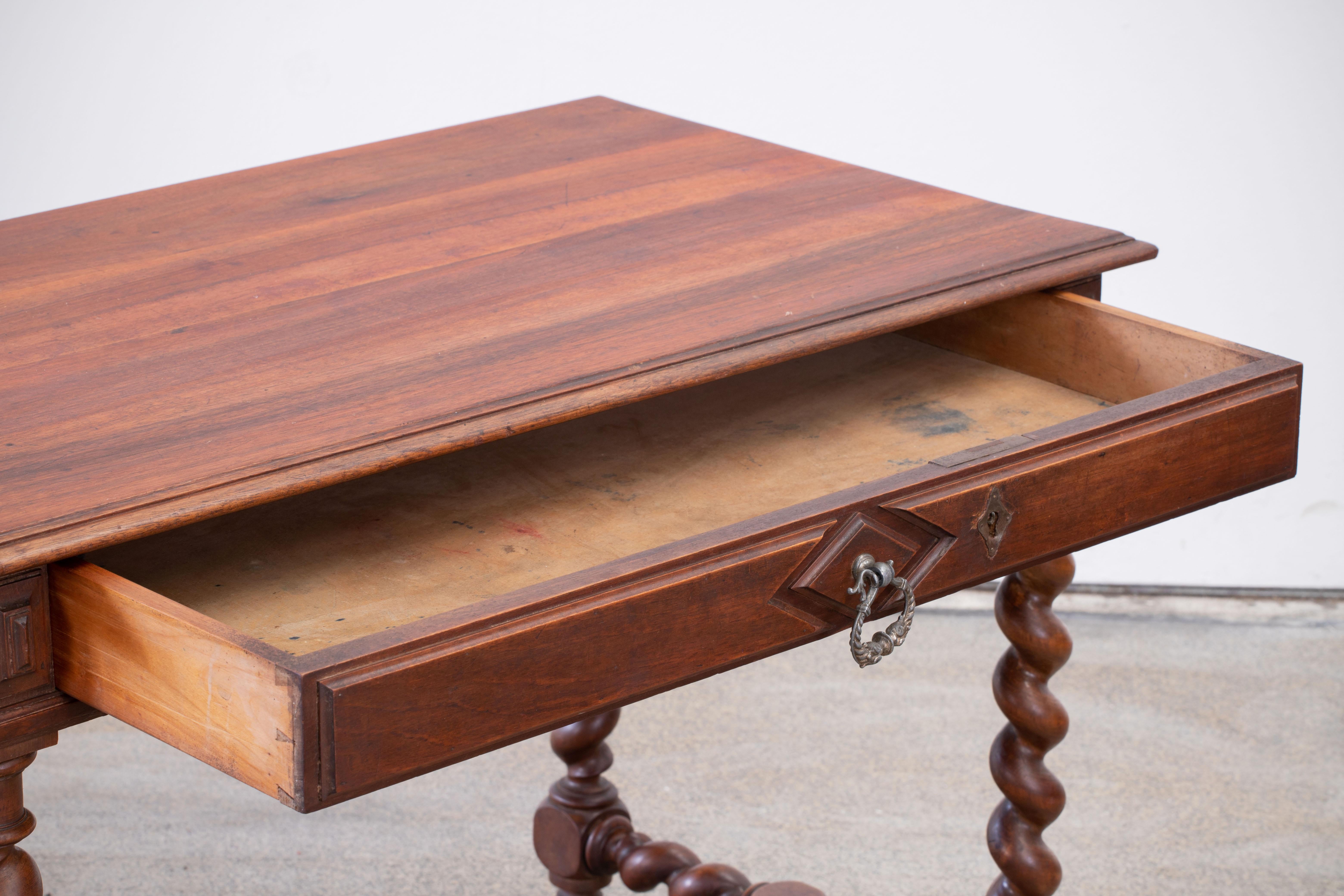 Walnut 19th Century Spanish Baroque Oak Desk, Console For Sale