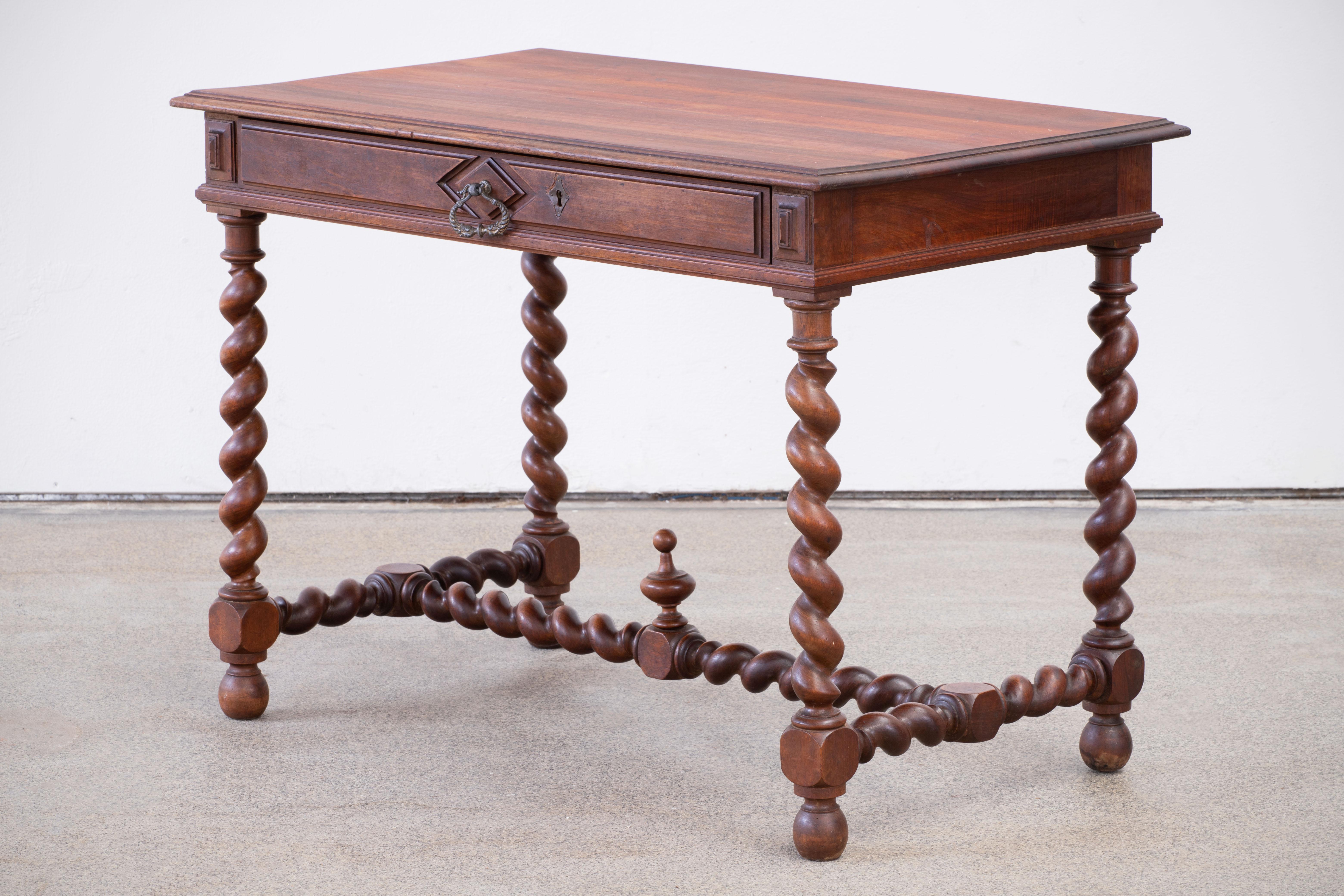 19th Century Spanish Baroque Oak Desk, Console For Sale 2