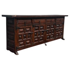 19th Century Spanish Baroque SideBoard Storage Cabinet