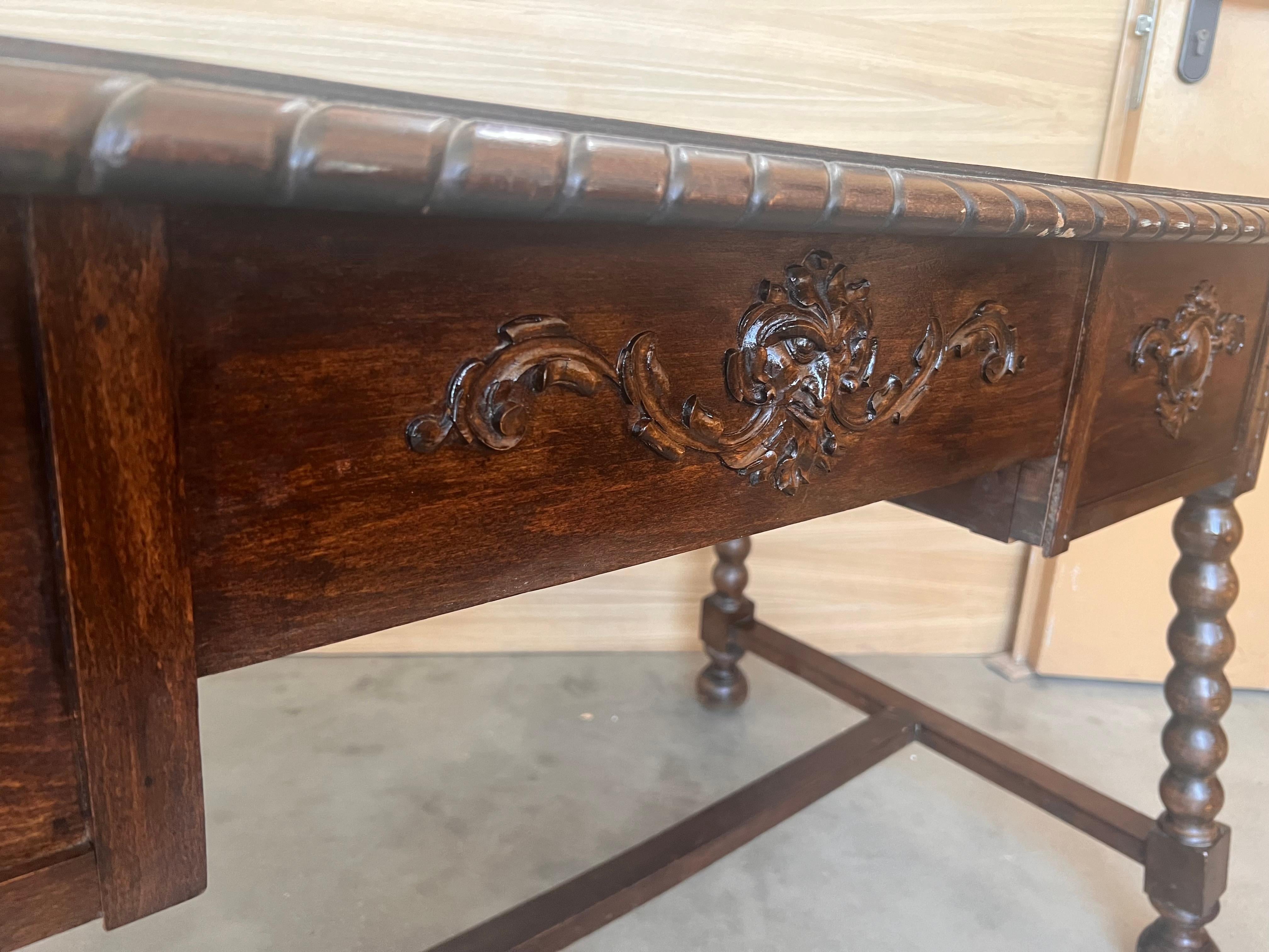 19. Jahrhundert Spanisch Barock Stil Eiche Bibliothek Tisch oder Schreibtisch im Angebot 2