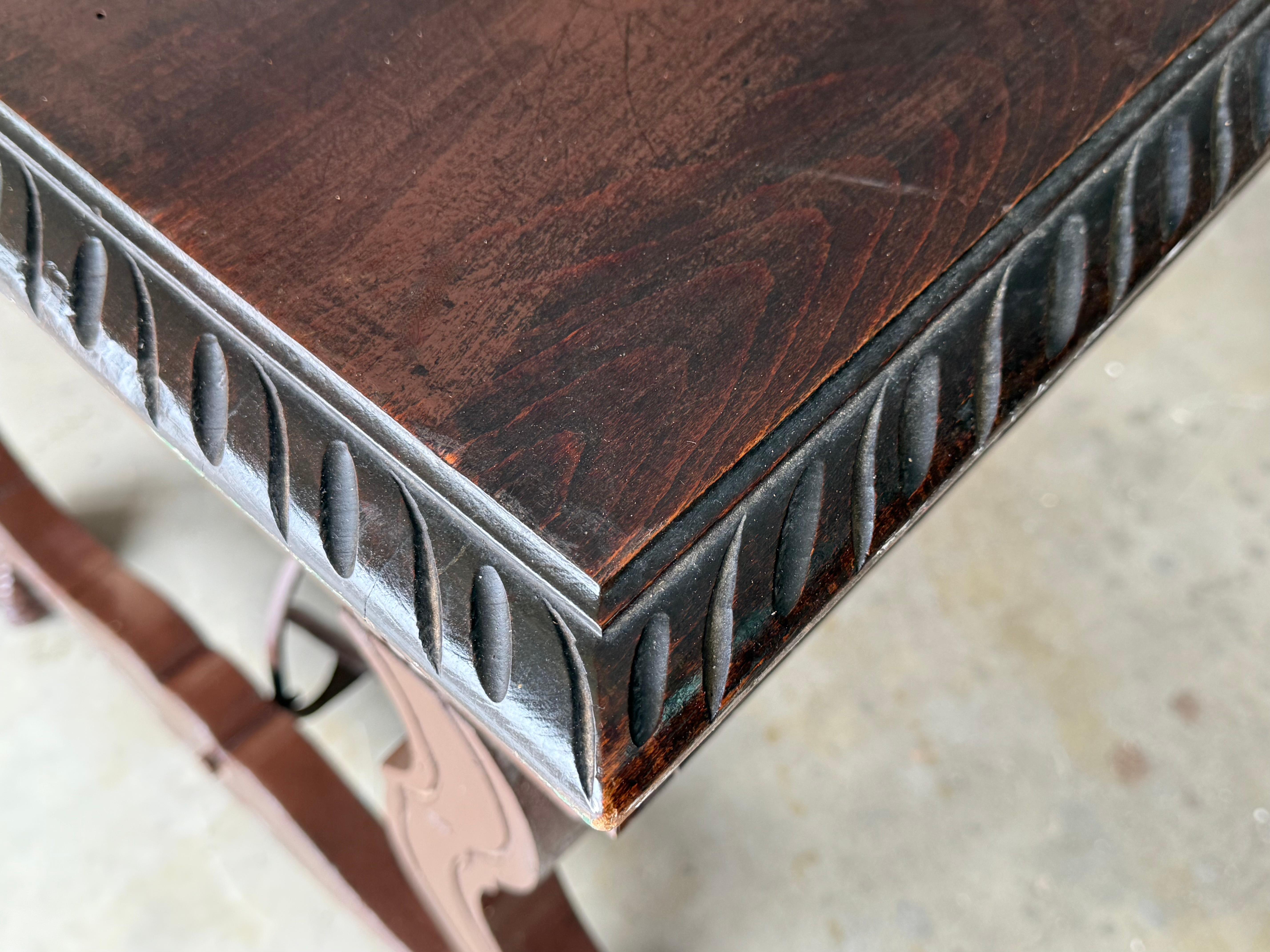 19th Century Spanish Baroque Style Oak Library Table or Desk, Two Faces en vente 5