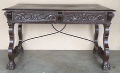 19th Century Spanish Baroque Style Oak Library Table or Desk, Two Faces