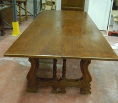 19. Jahrhundert Spanisch Barock Stil Nussbaum Folding Trestle Dining Farm Tisch