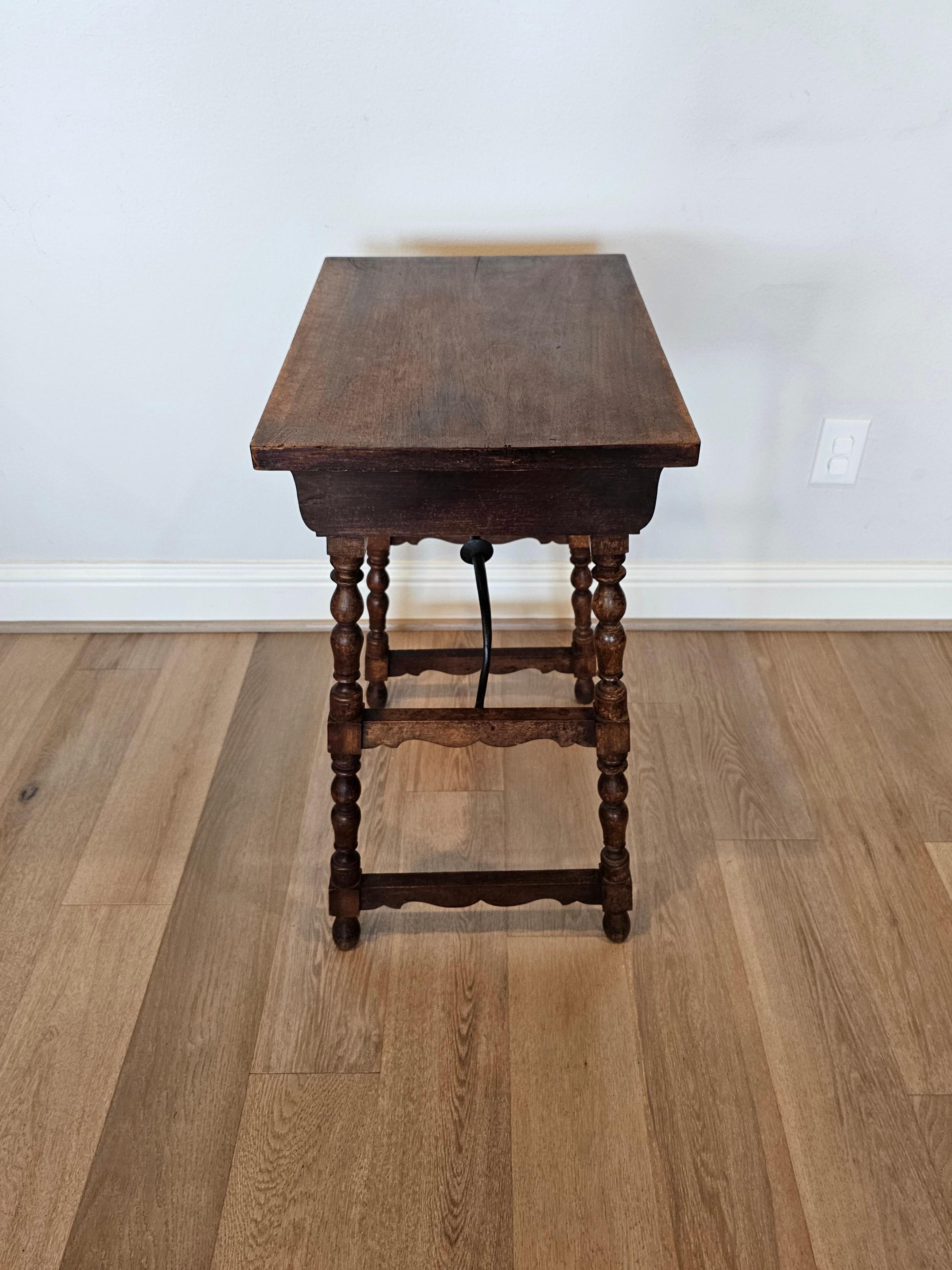 19th Century Spanish Baroque Style Walnut & Iron Side Table  7