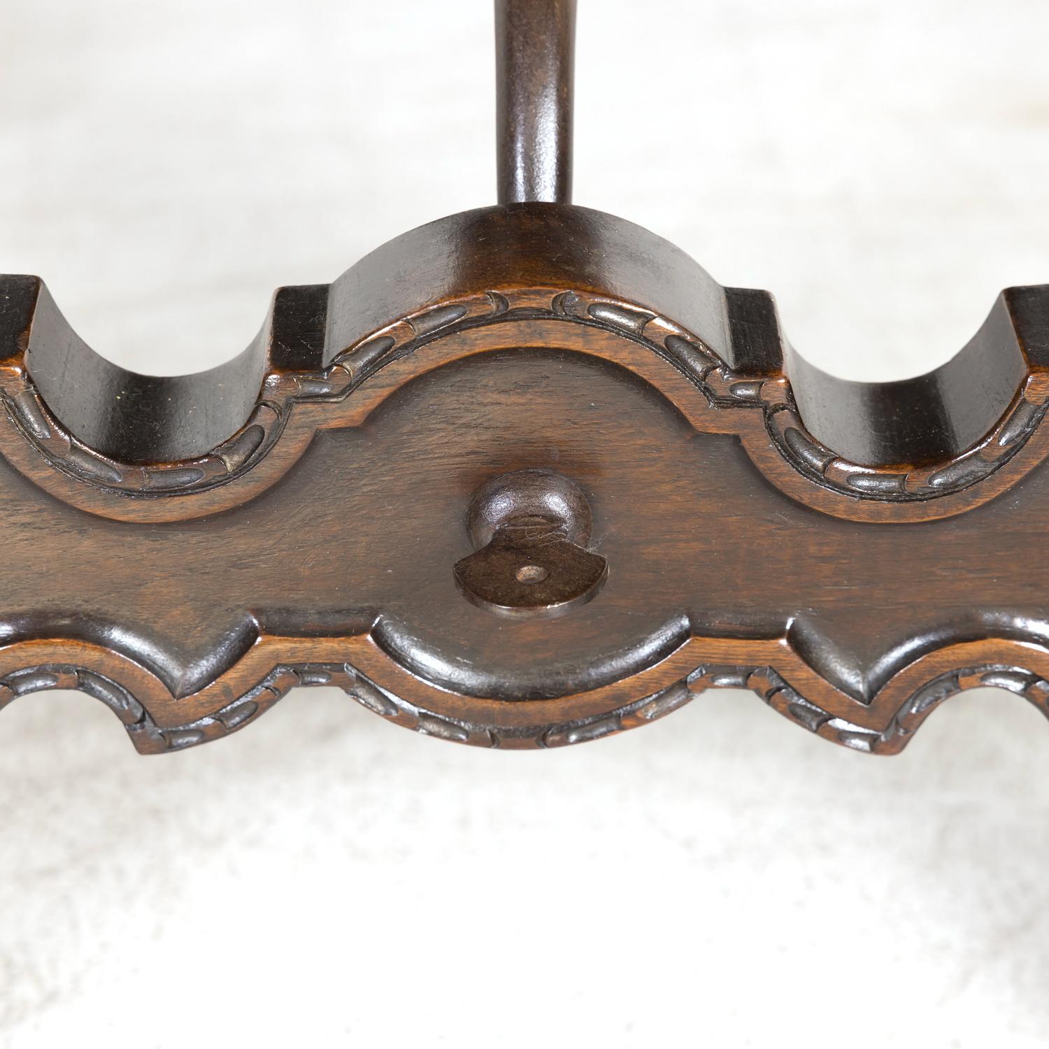 19th Century Spanish Baroque Style Walnut Lyre Leg Writing Table or Side Table For Sale 13
