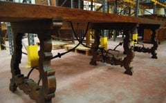 19th Century Spanish Baroque Style Walnut Trestle Dining Farm Table