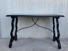 19th Century Spanish Baroque Trestle-Refectory Table on Lyre-Shaped Legs