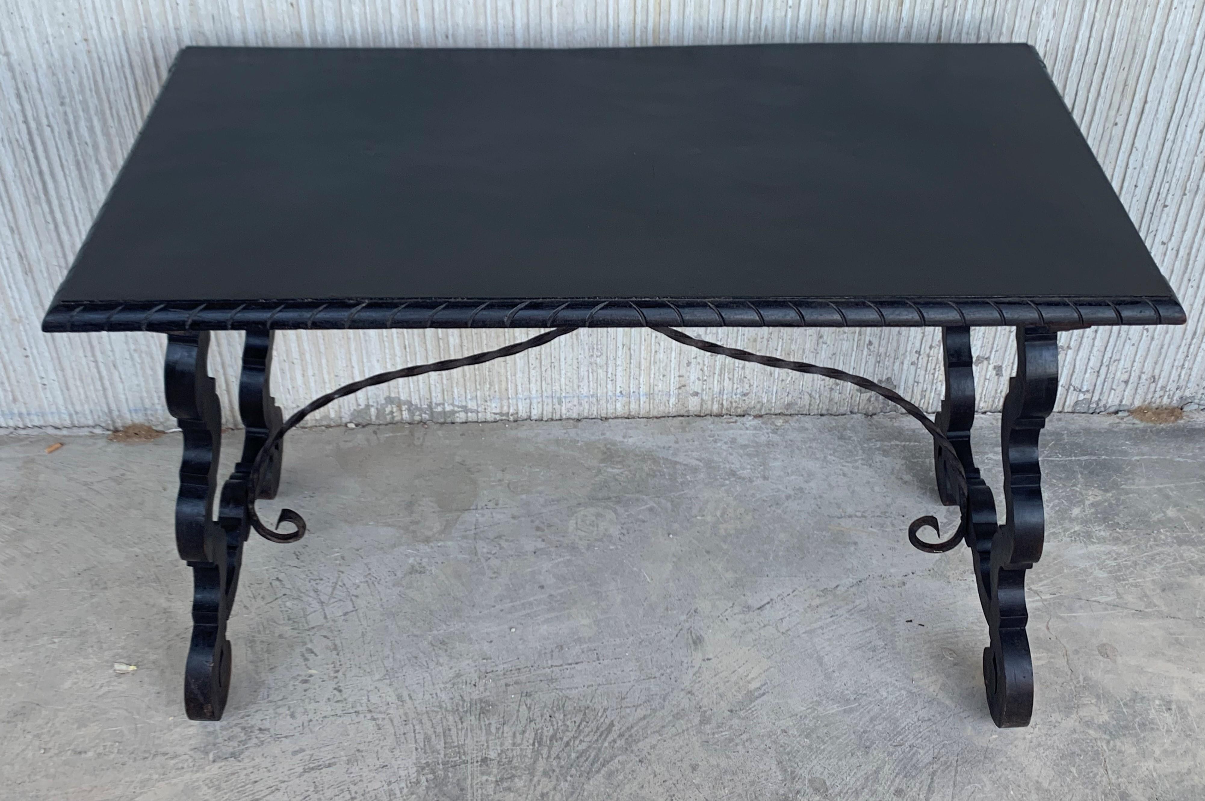 19th Century Spanish Baroque Trestle-Refectory Table on Lyre-Shaped Legs 1