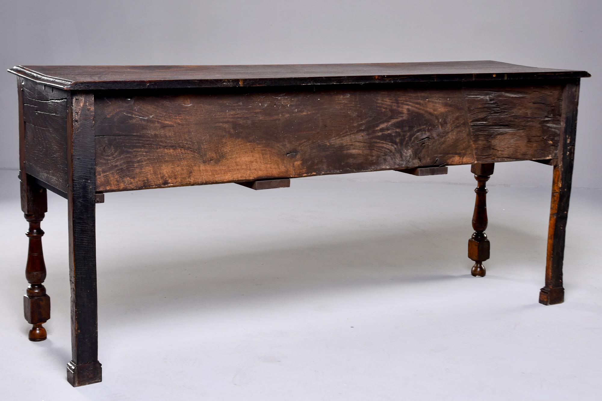 19th Century Spanish Baroque Walnut Table with Three Drawers 8