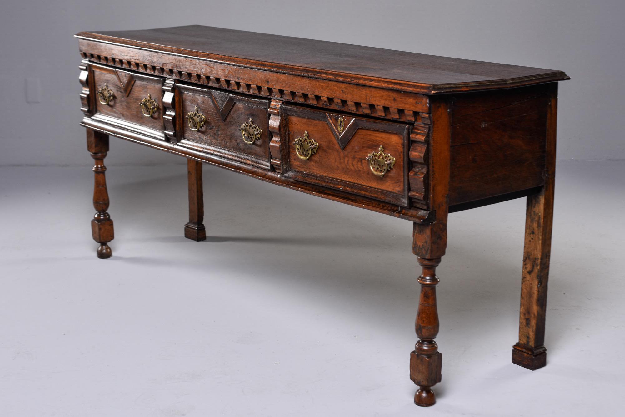 19th Century Spanish Baroque Walnut Table with Three Drawers 11