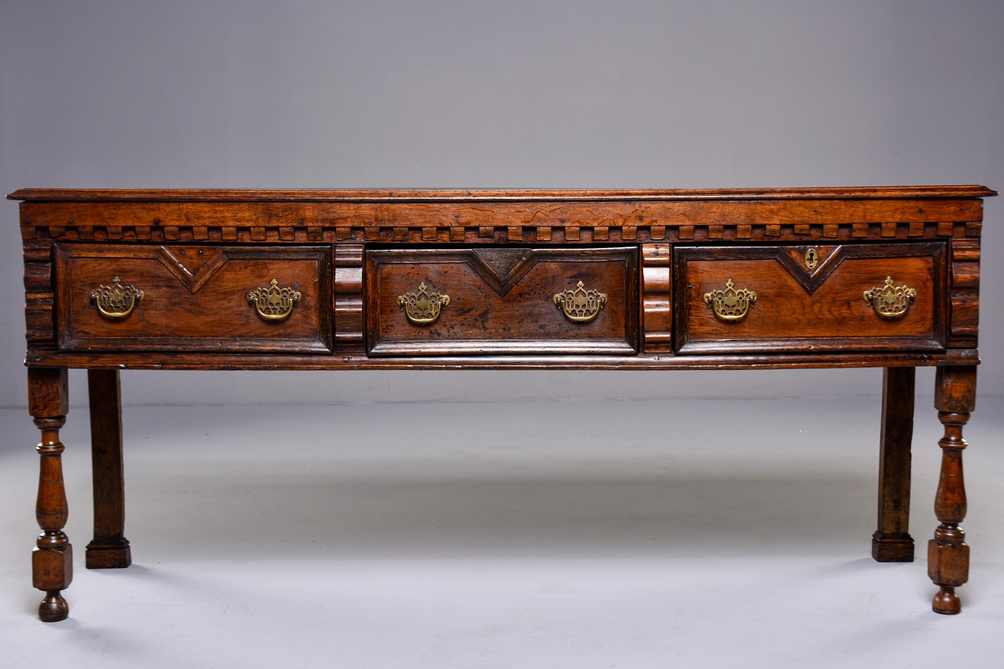 19th Century Spanish Baroque Walnut Table with Three Drawers In Good Condition In Troy, MI