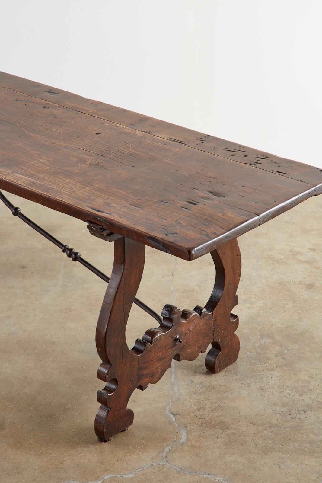 19th Century Spanish Baroque Walnut Trestle Dining Table 5