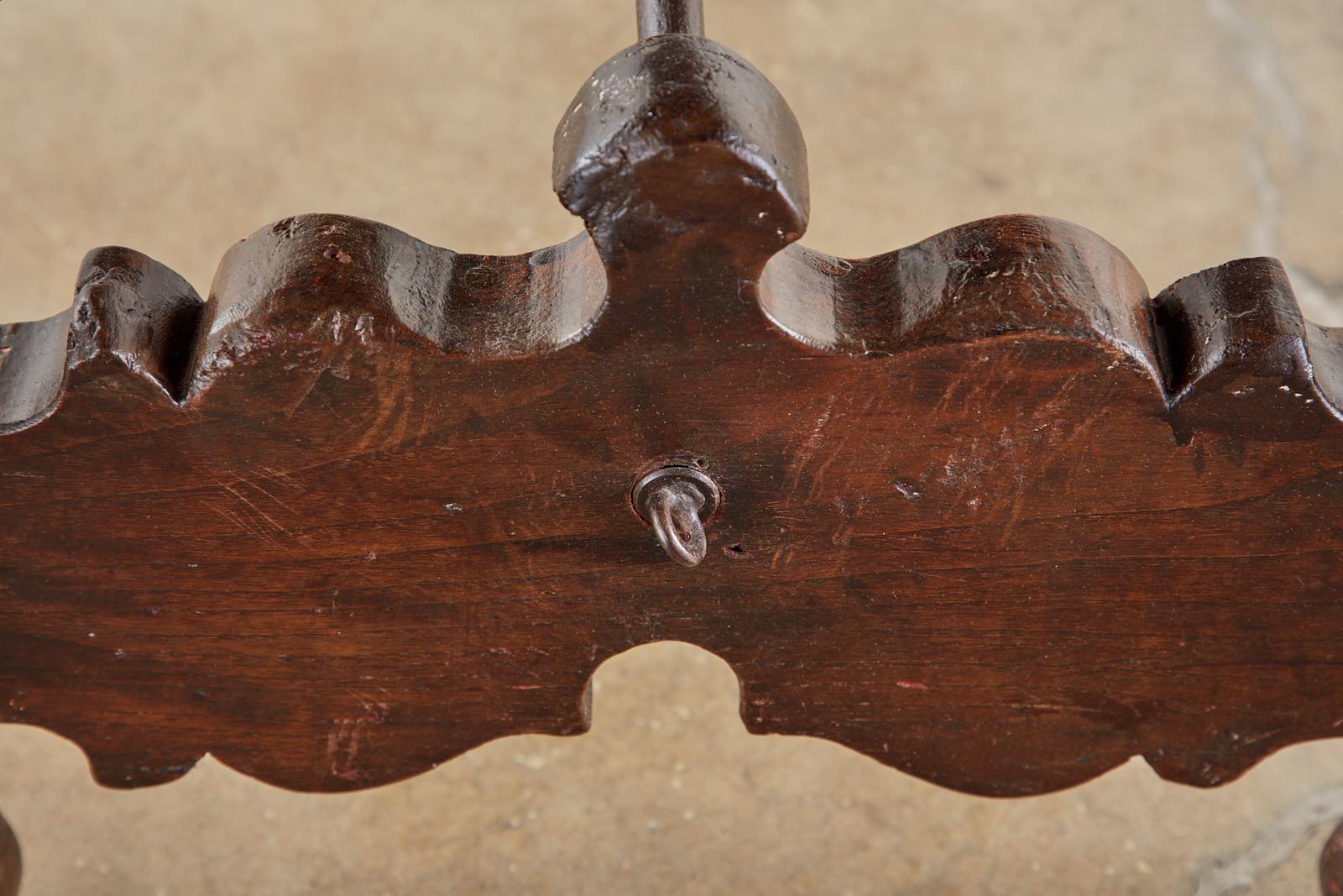 19th Century Spanish Baroque Walnut Trestle Dining Table 14