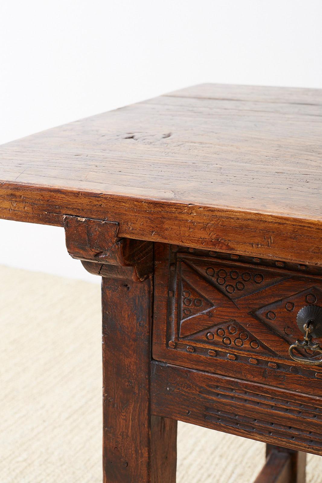 19th Century Spanish Baroque Walnut Trestle Library Table 4