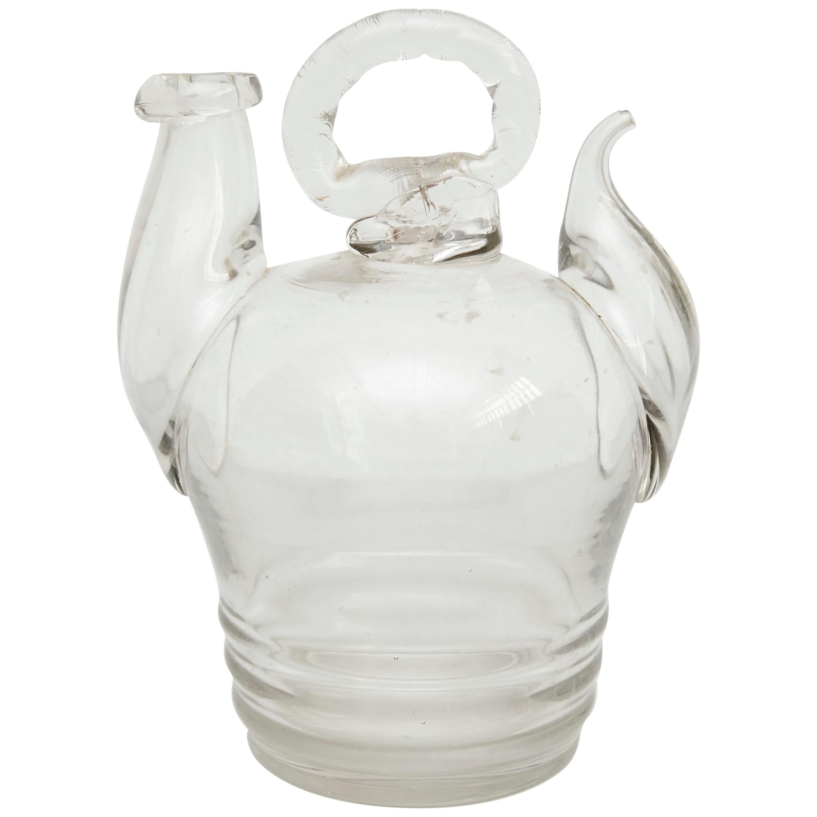 19th Century Spanish Blown Glass Traditional Pitcher