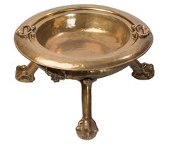 Antique Spanish Polished Brass Claw Foot Brazier, Planter or Ice Bucket
