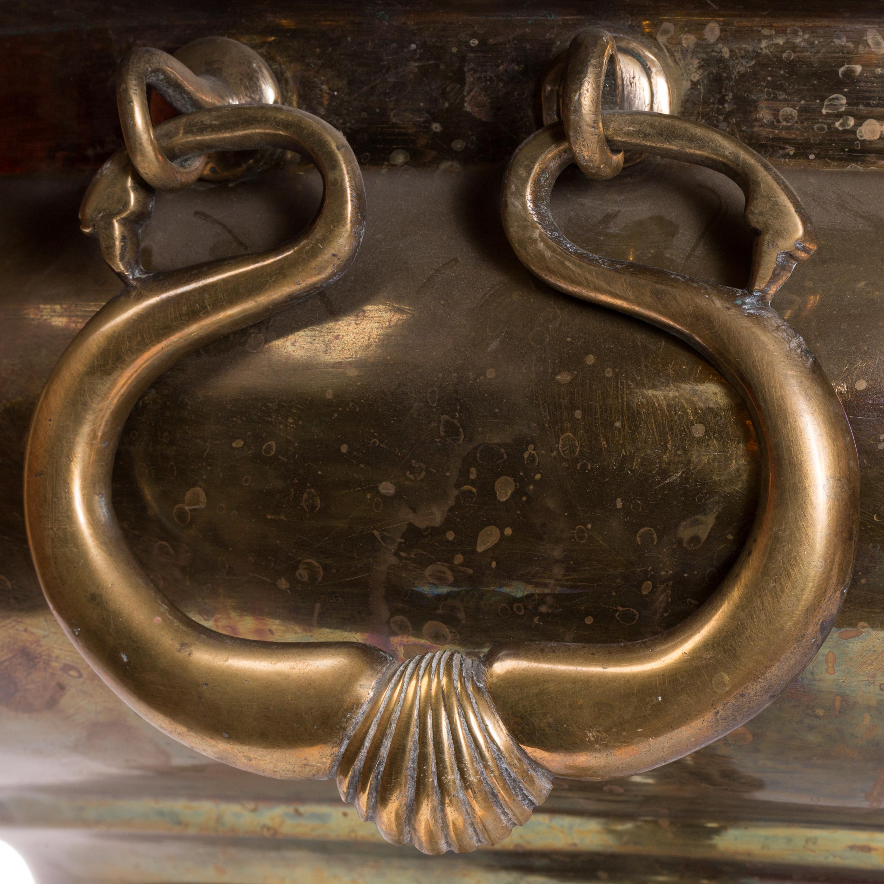 19th Century Spanish Brass Dolphin Foot Brazier / Planter In Good Condition For Sale In Madrid, ES