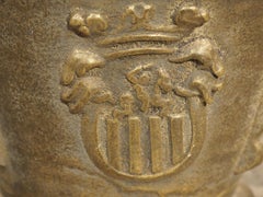 19th Century Spanish Bronze Apothecary Mortar and Pestle with Dog Head Handles