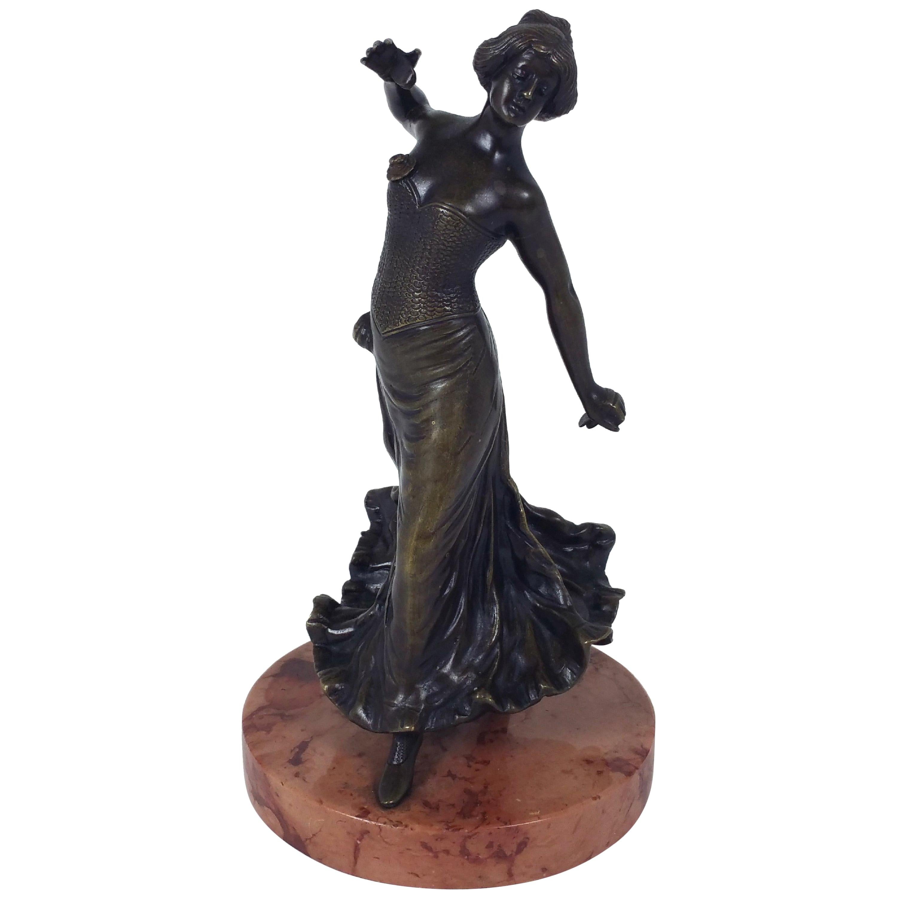 19th Century, Spanish Bronze Figure of a Flamenco Dancer For Sale