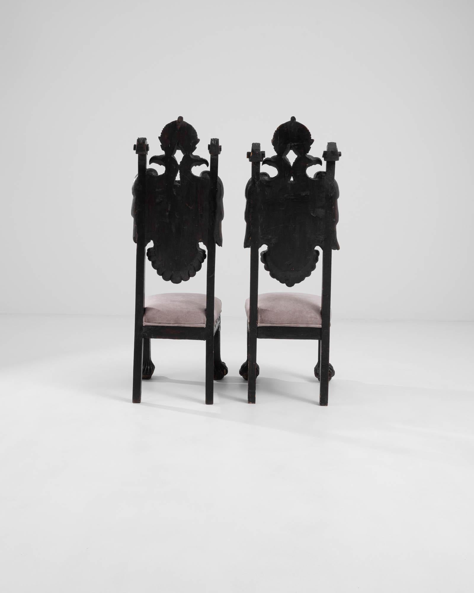 19th Century Spanish Carved Coat of Arms Side Chairs, a Pair 2