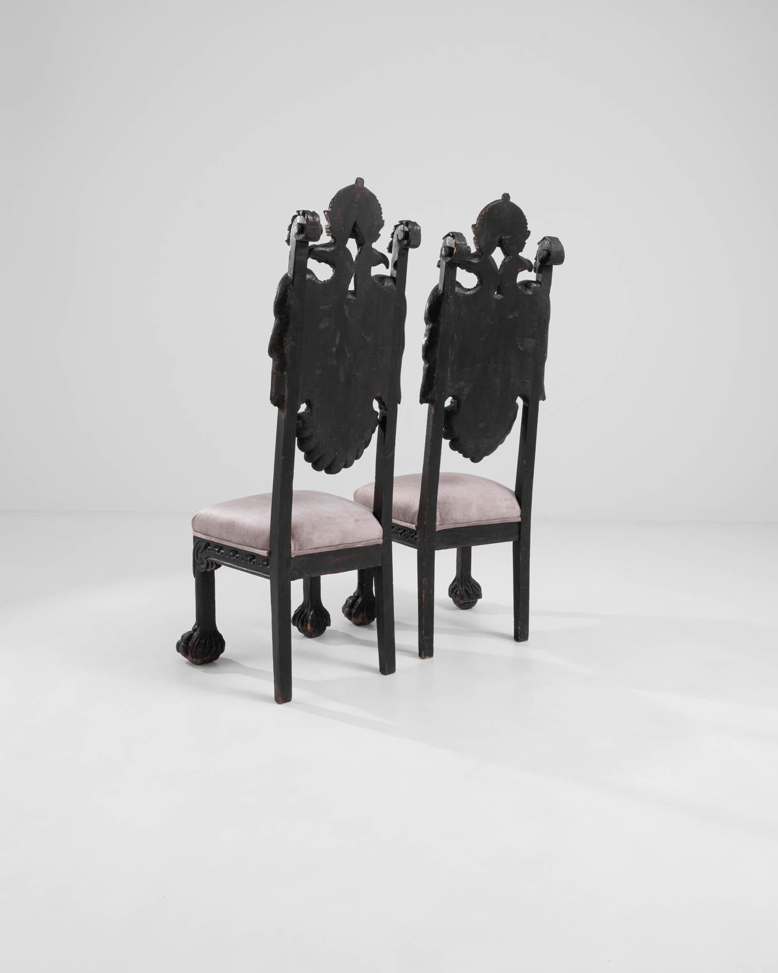 19th Century Spanish Carved Coat of Arms Side Chairs, a Pair 3