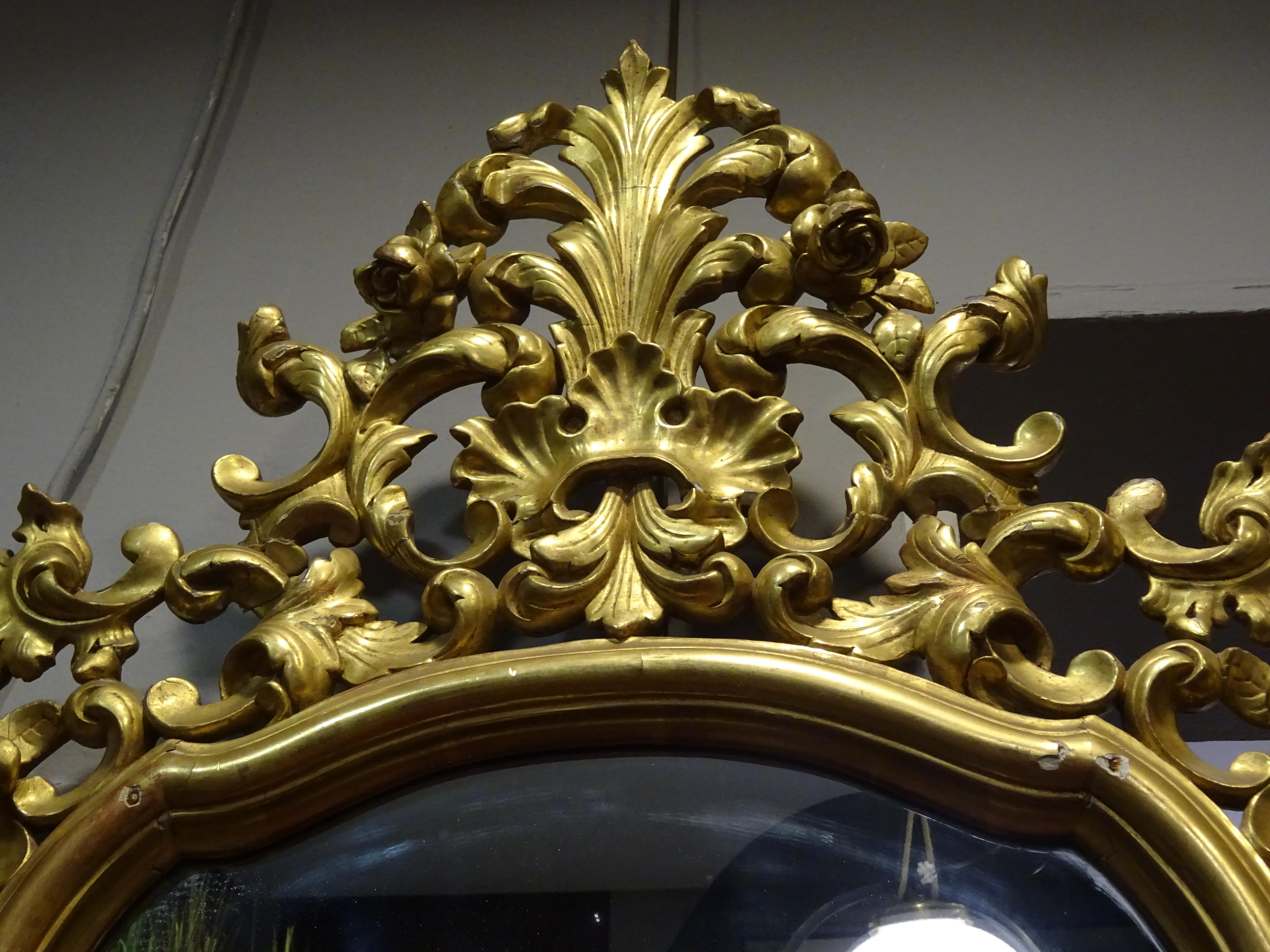 19th Century Spanish Carved Gilded Wood Couple of Mirrors 3