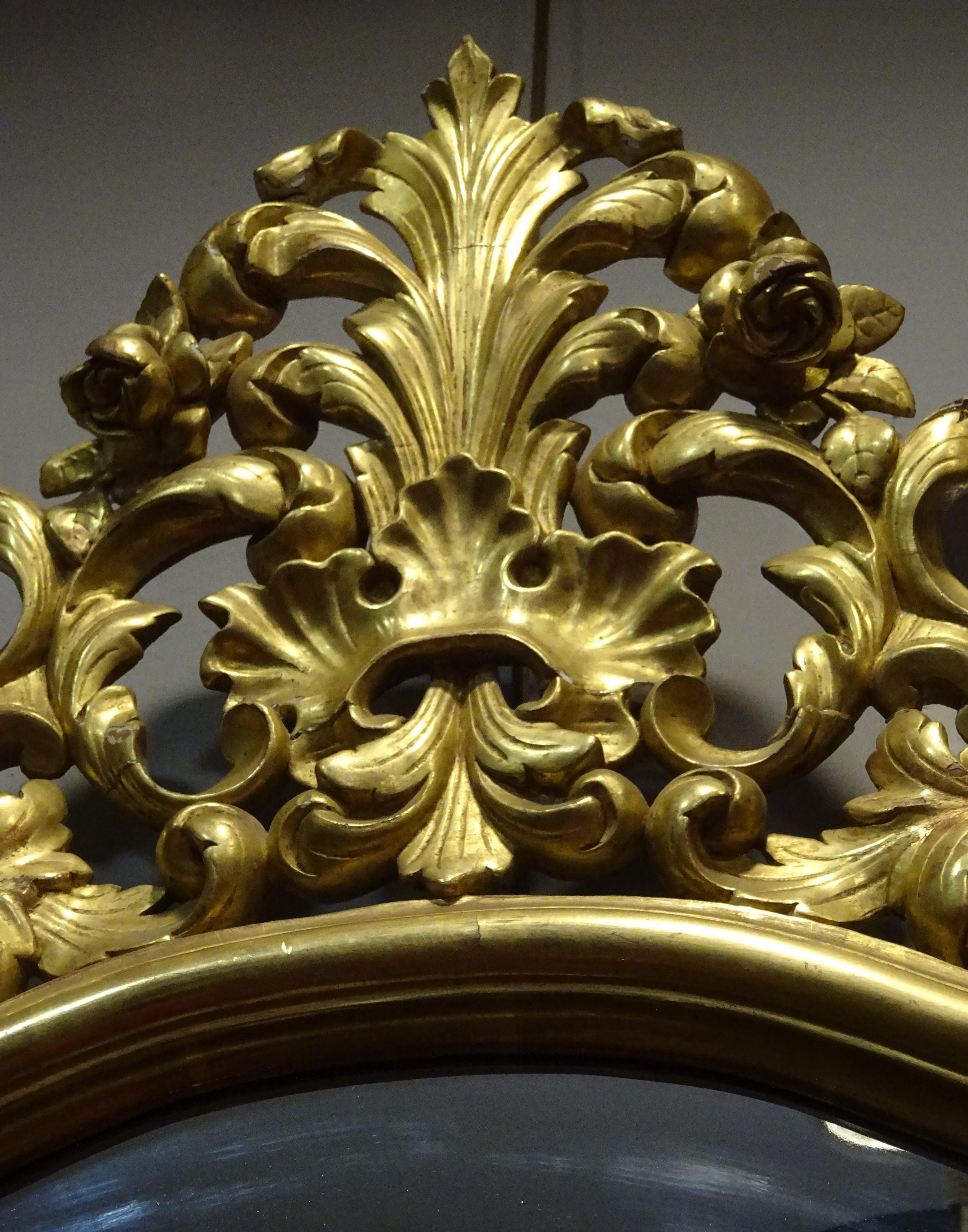 19th Century Spanish Carved Gilded Wood Couple of Mirrors 4