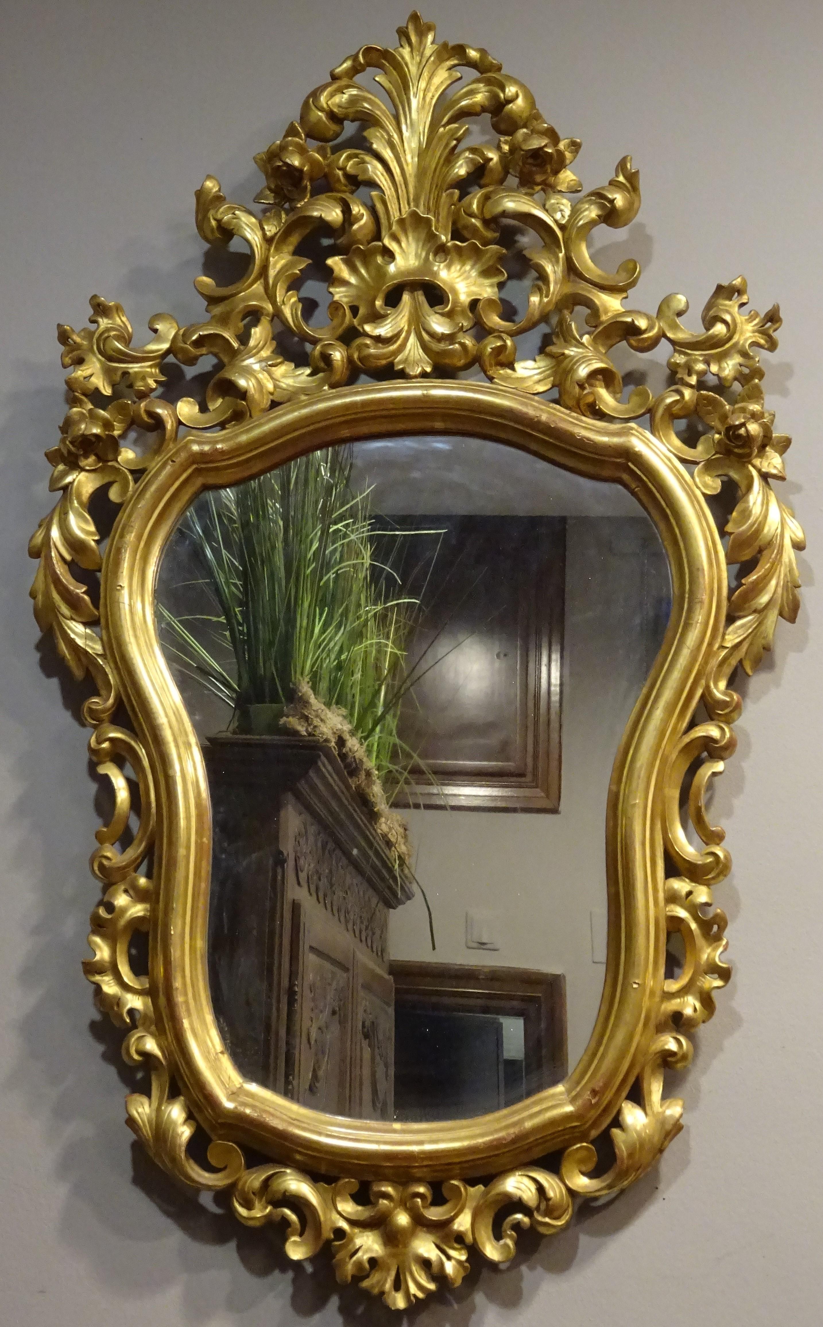 19th Century Spanish Carved Gilded Wood Couple of Mirrors 8