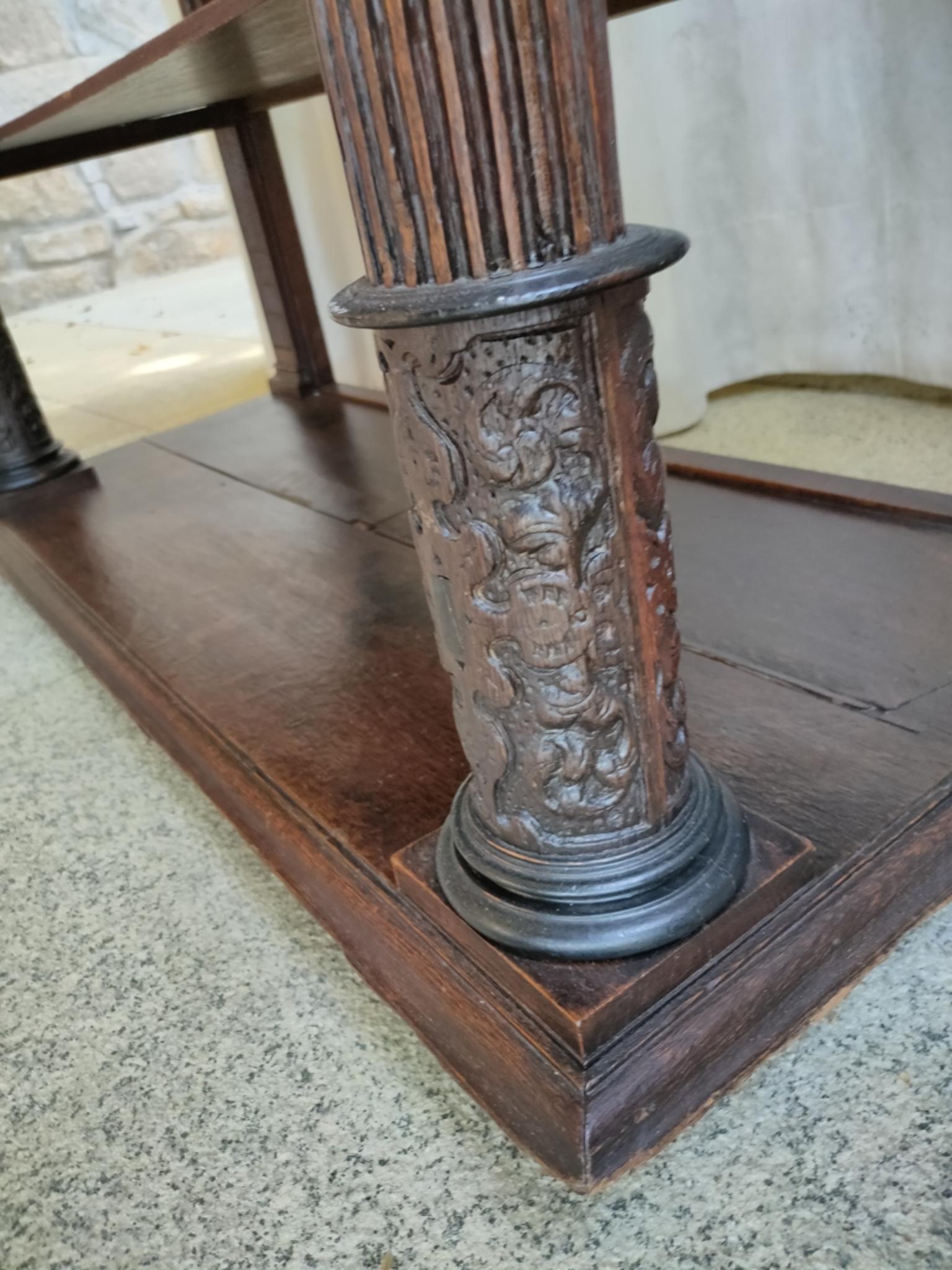 Renaissance Revival 19th Century Spanish Carved Walnut Console Table