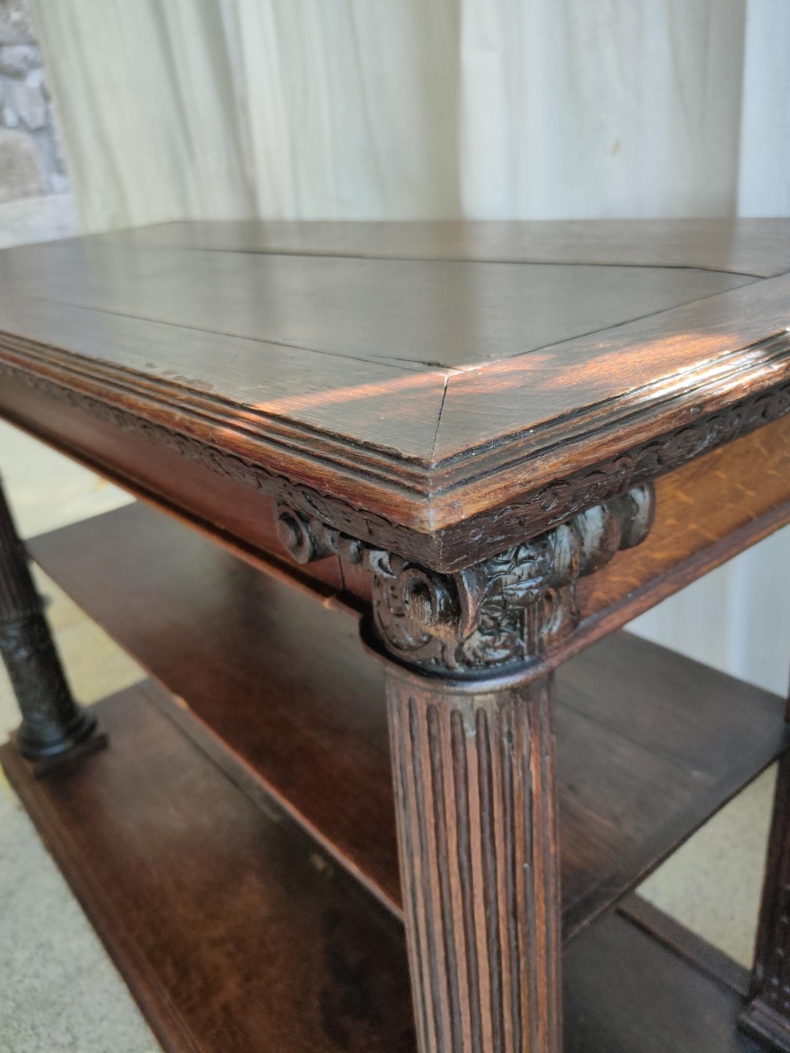 Hand-Carved 19th Century Spanish Carved Walnut Console Table