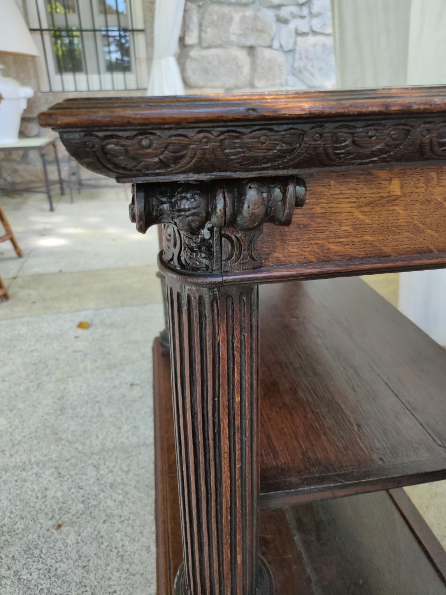 19th Century Spanish Carved Walnut Console Table 2