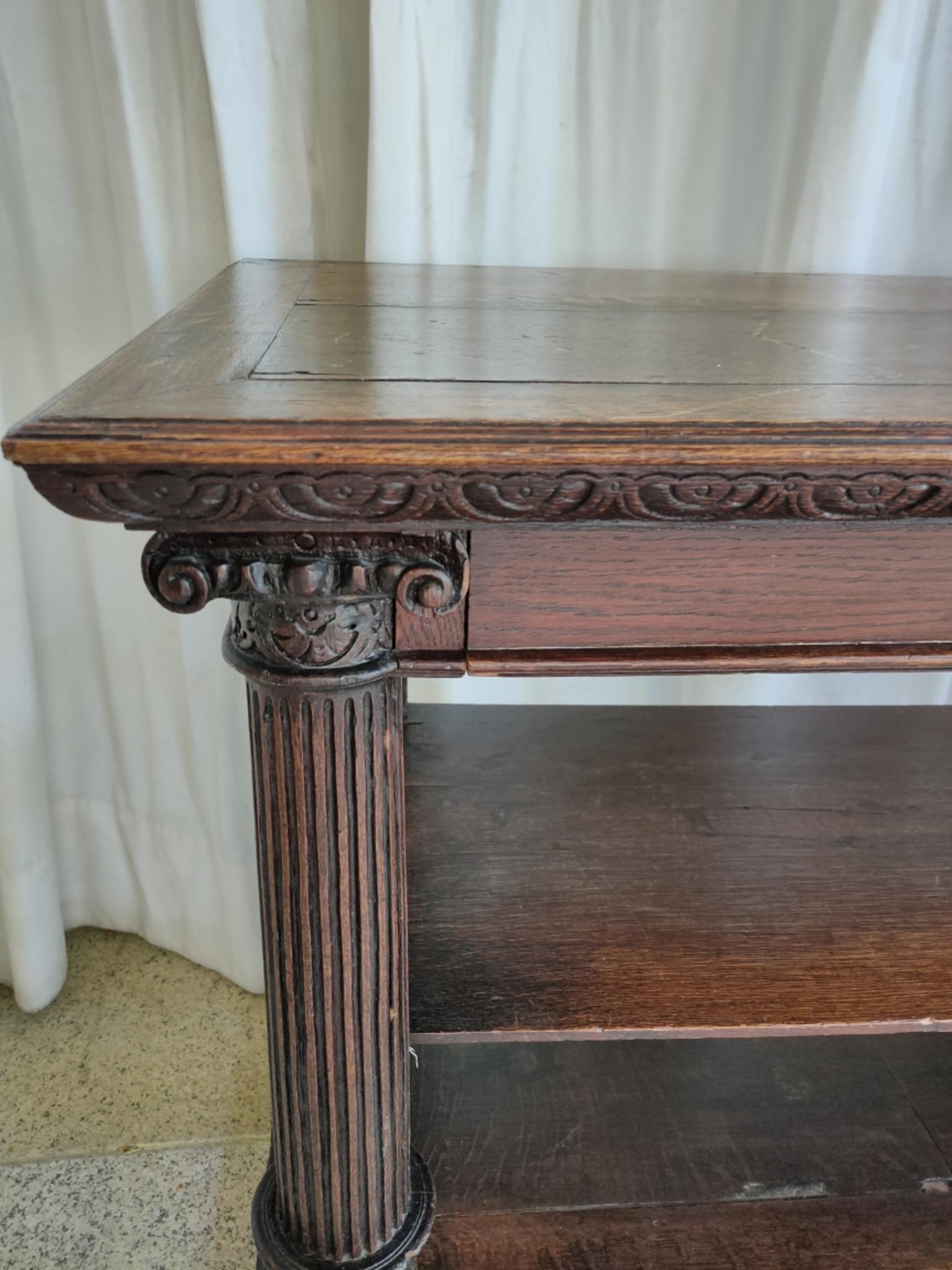 19th Century Spanish Carved Walnut Console Table 4