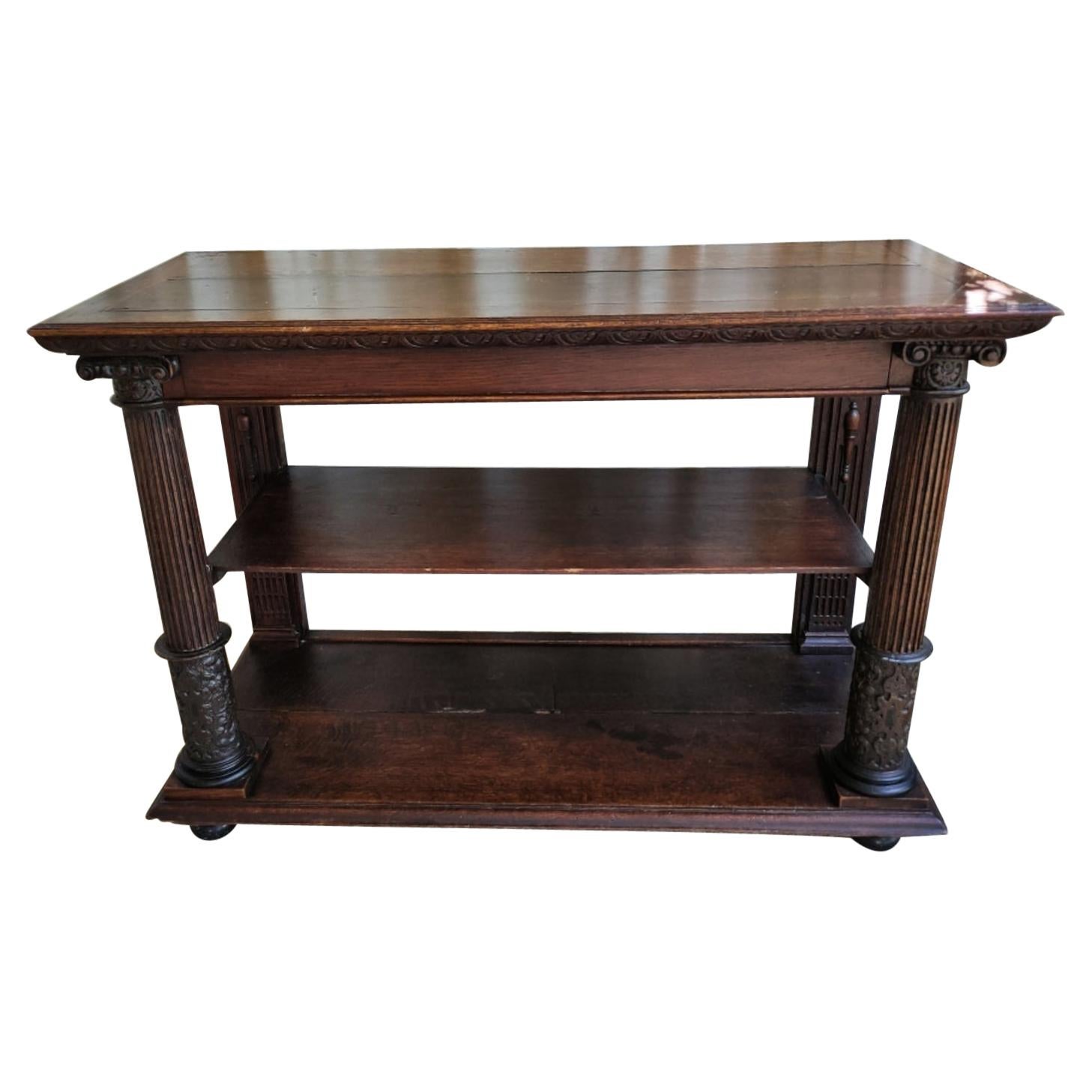 19th Century Spanish Carved Walnut Console Table