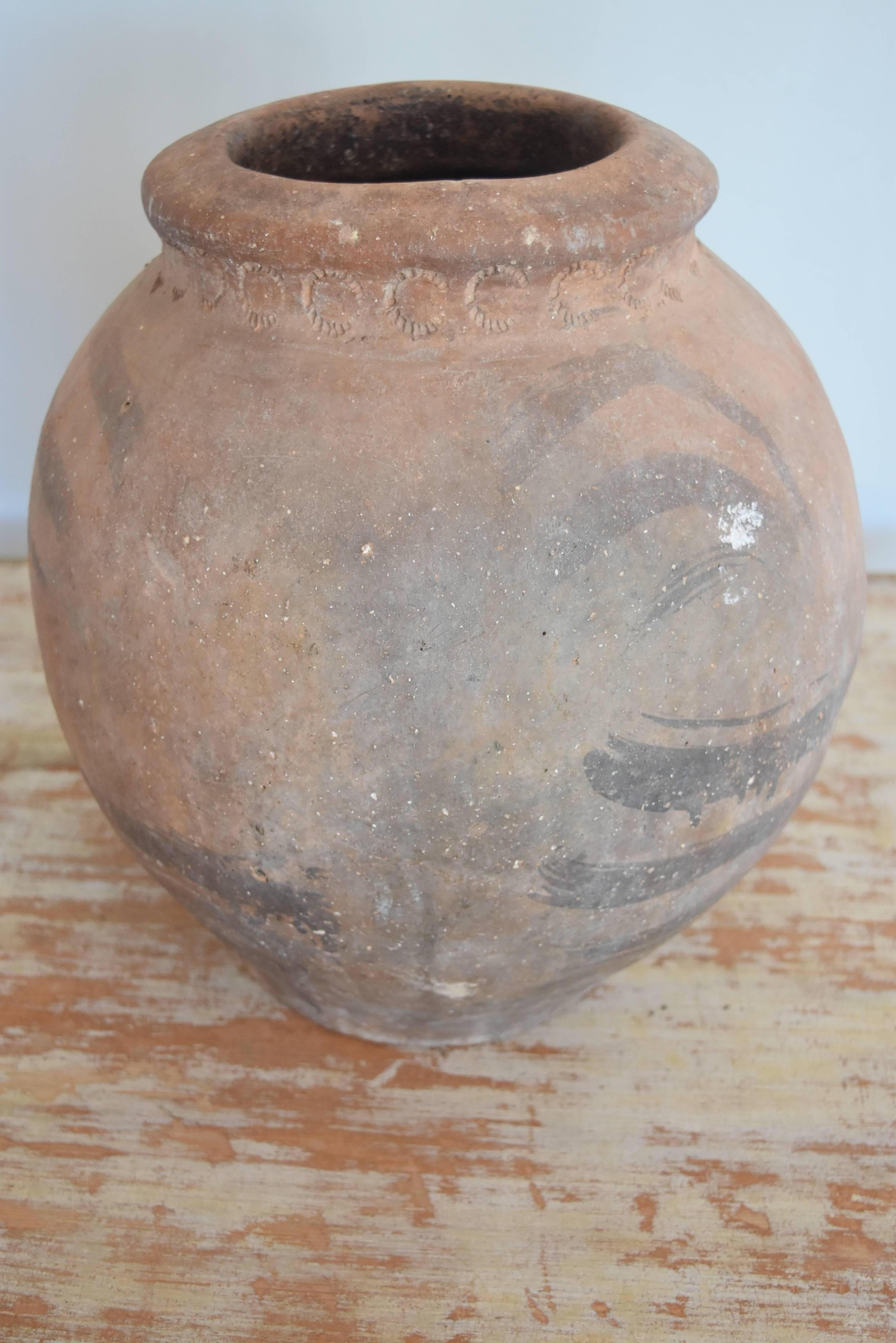 Hand-Crafted 19th Century Spanish Ceramic Jar from Andalusia
