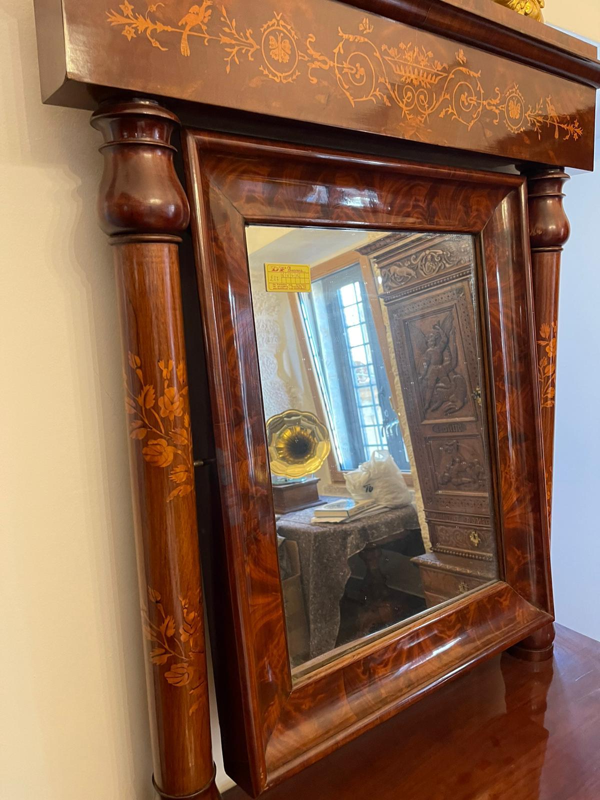 Boxwood 19th Century Spanish Charles X Mahogany Inlaid Gilt Console Tables