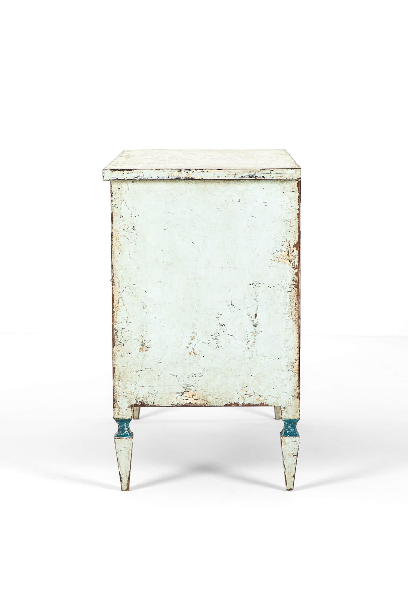 Coloniale spagnolo Cassettiera spagnola del XIX secolo con vernice blu uovo d'anatra in vendita