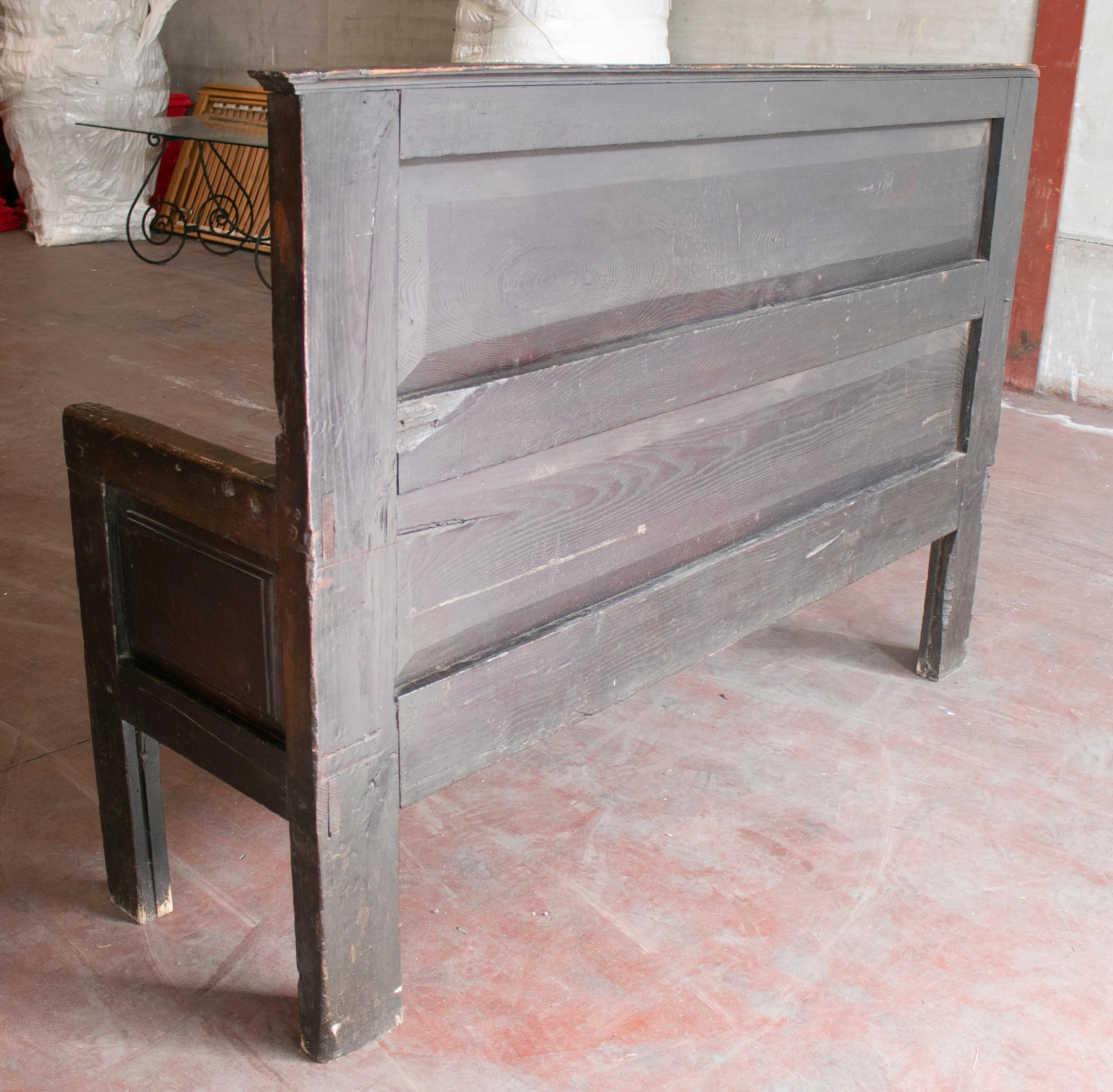19th Century Spanish Chestnut Rustic Seating Bench 7