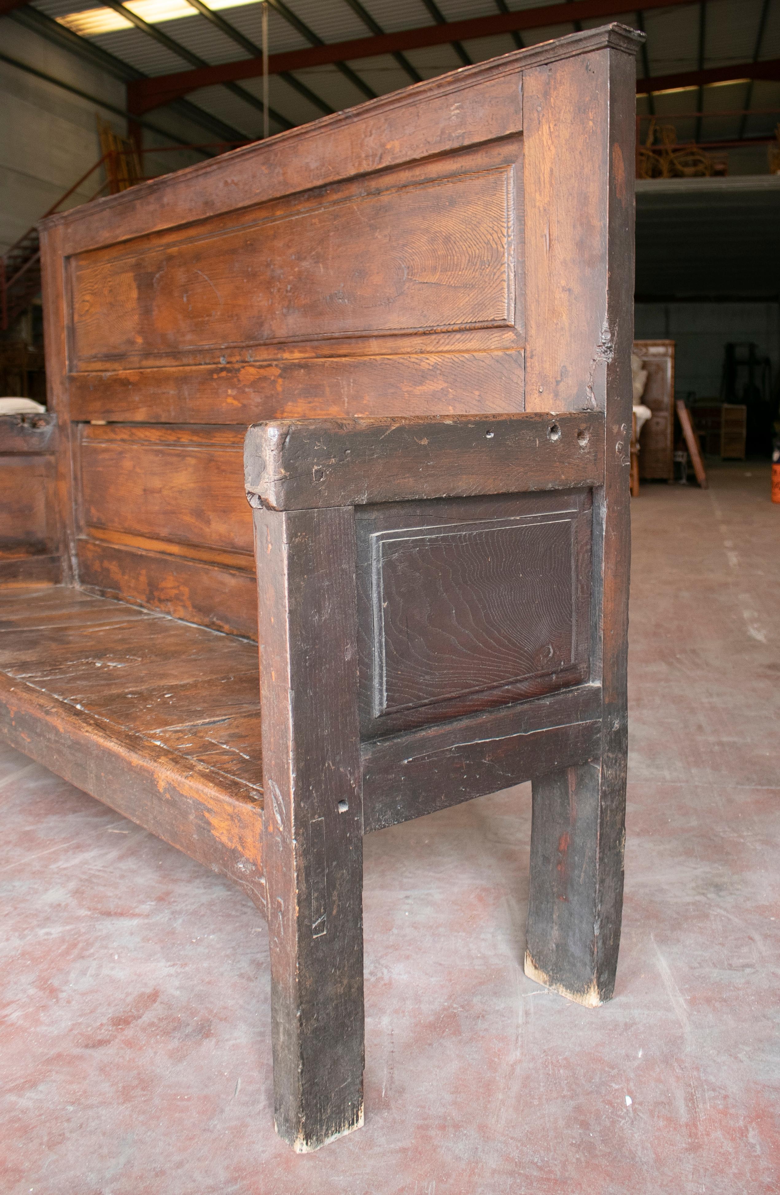19th Century Spanish Chestnut Rustic Seating Bench 1