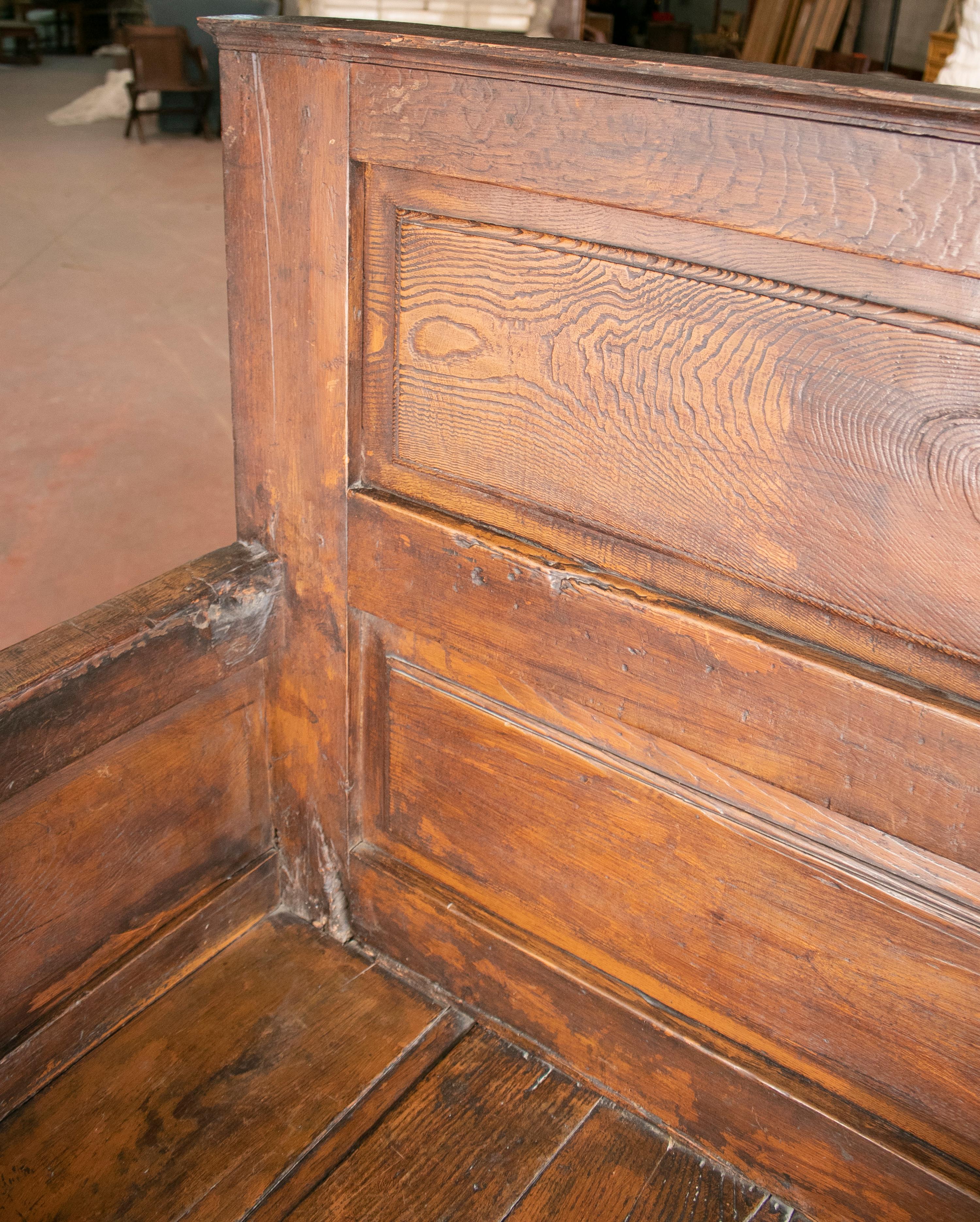 19th Century Spanish Chestnut Rustic Seating Bench 2