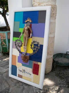 19th Century Spanish Collage Made with a  Mannequin, Crown and Coins