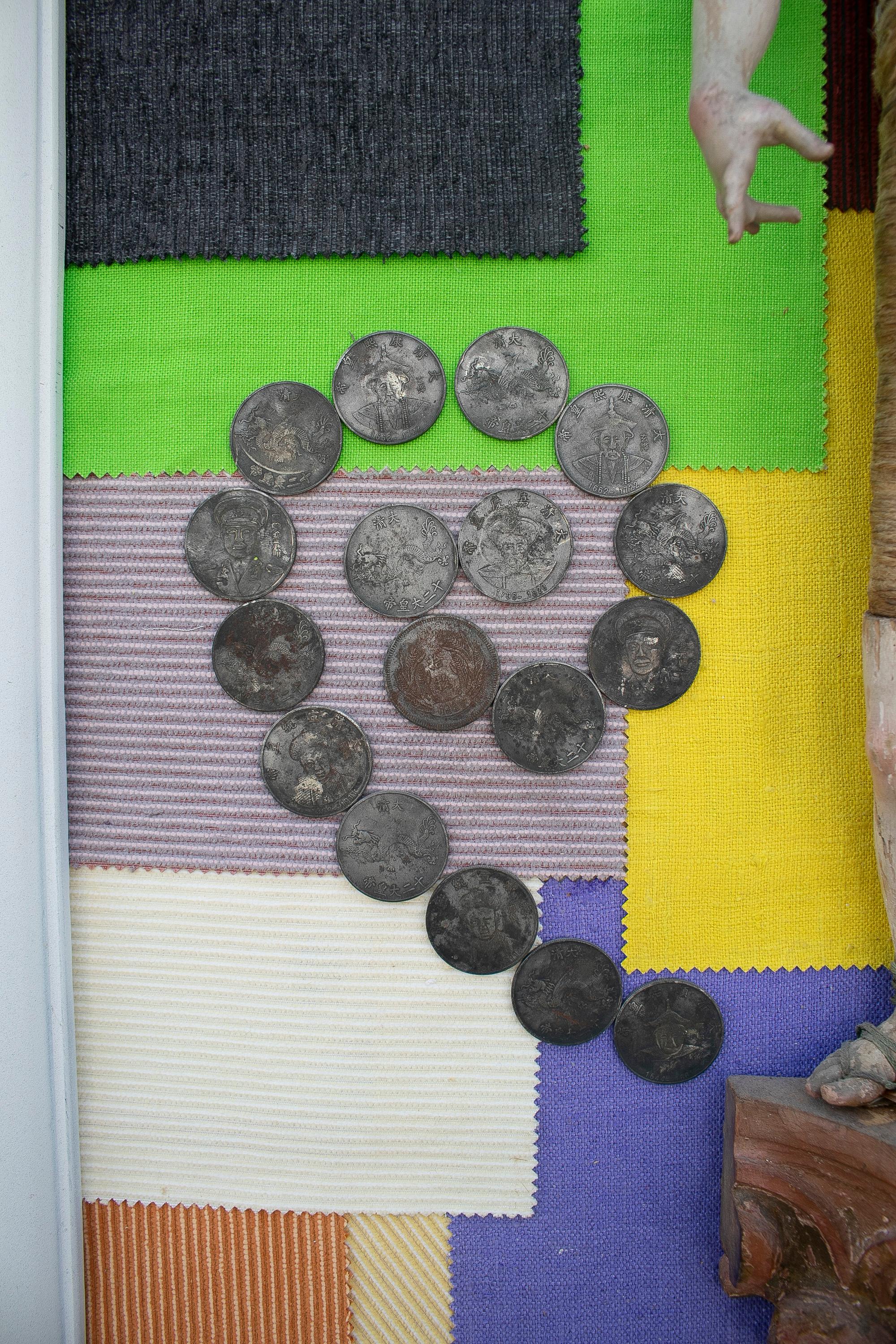 19th Century Spanish Collage Made with a  Mannequin, Crown and Coins For Sale 2
