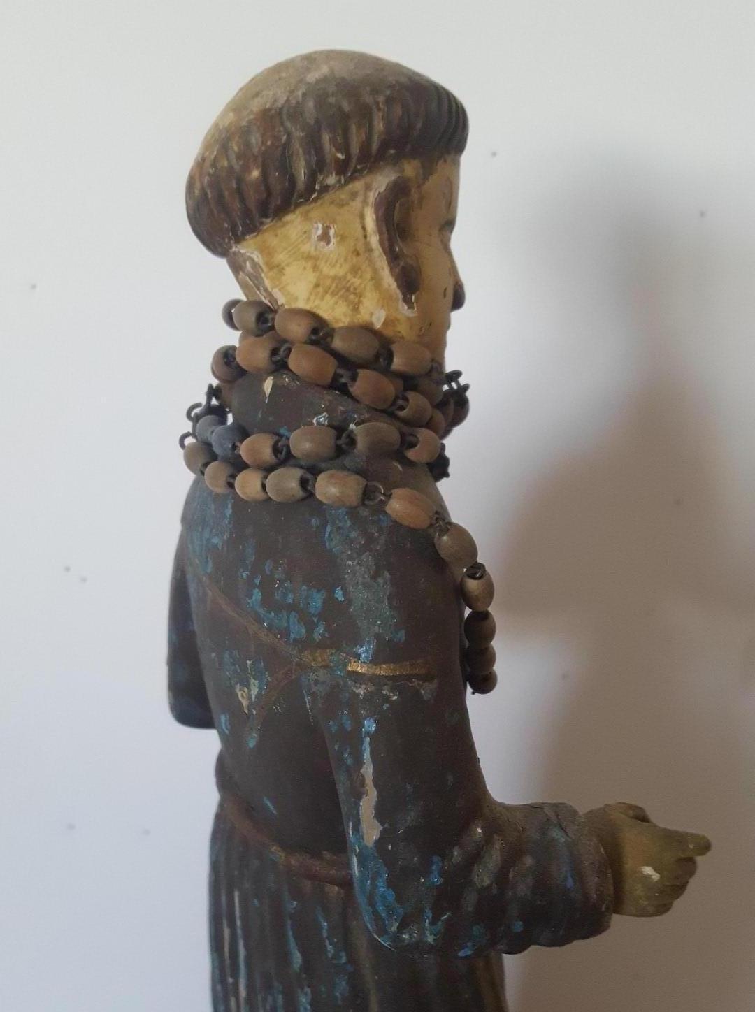 Mexican 19th Century Spanish Colonial Bulto Figure of St. Anthony Holding Baby Jesus
