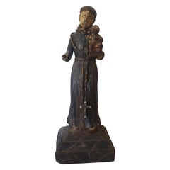 19th Century Spanish Colonial Bulto Figure of St. Anthony Holding Baby Jesus