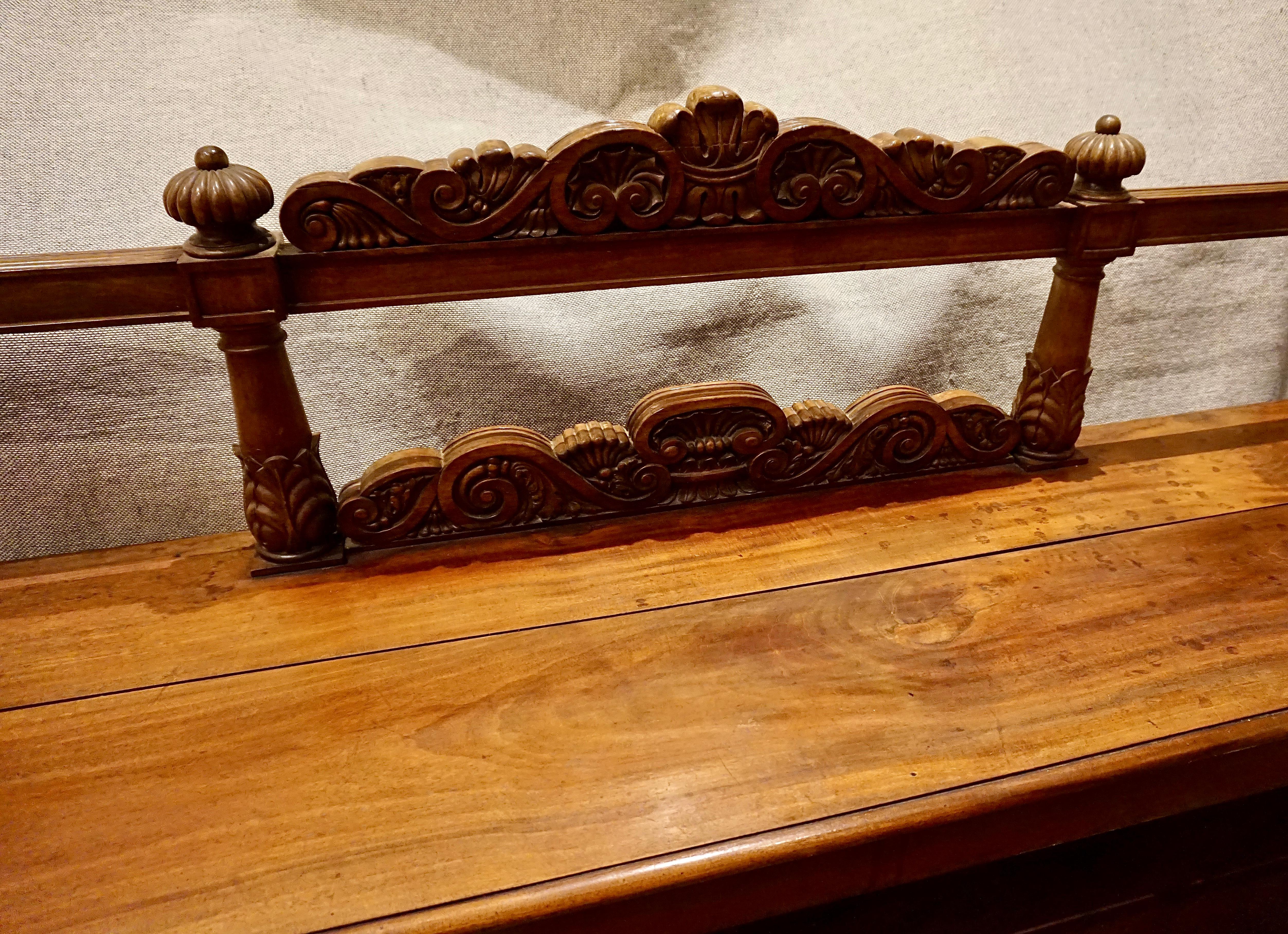19th Century Spanish Colonial Carved Mahogany Bench In Good Condition In Vancouver, British Columbia