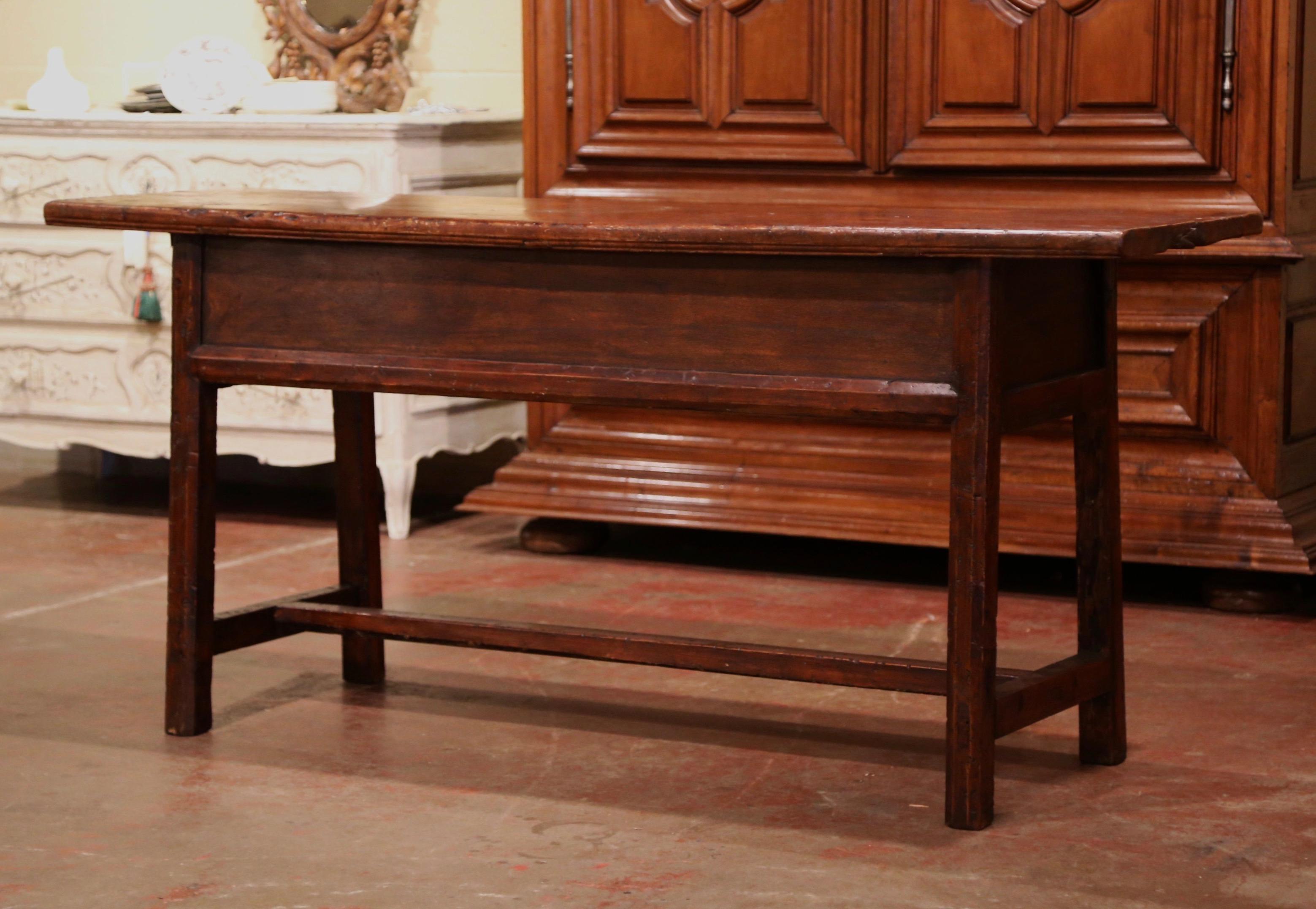 19th Century Spanish Colonial Carved Walnut Console Table with Drawers 4