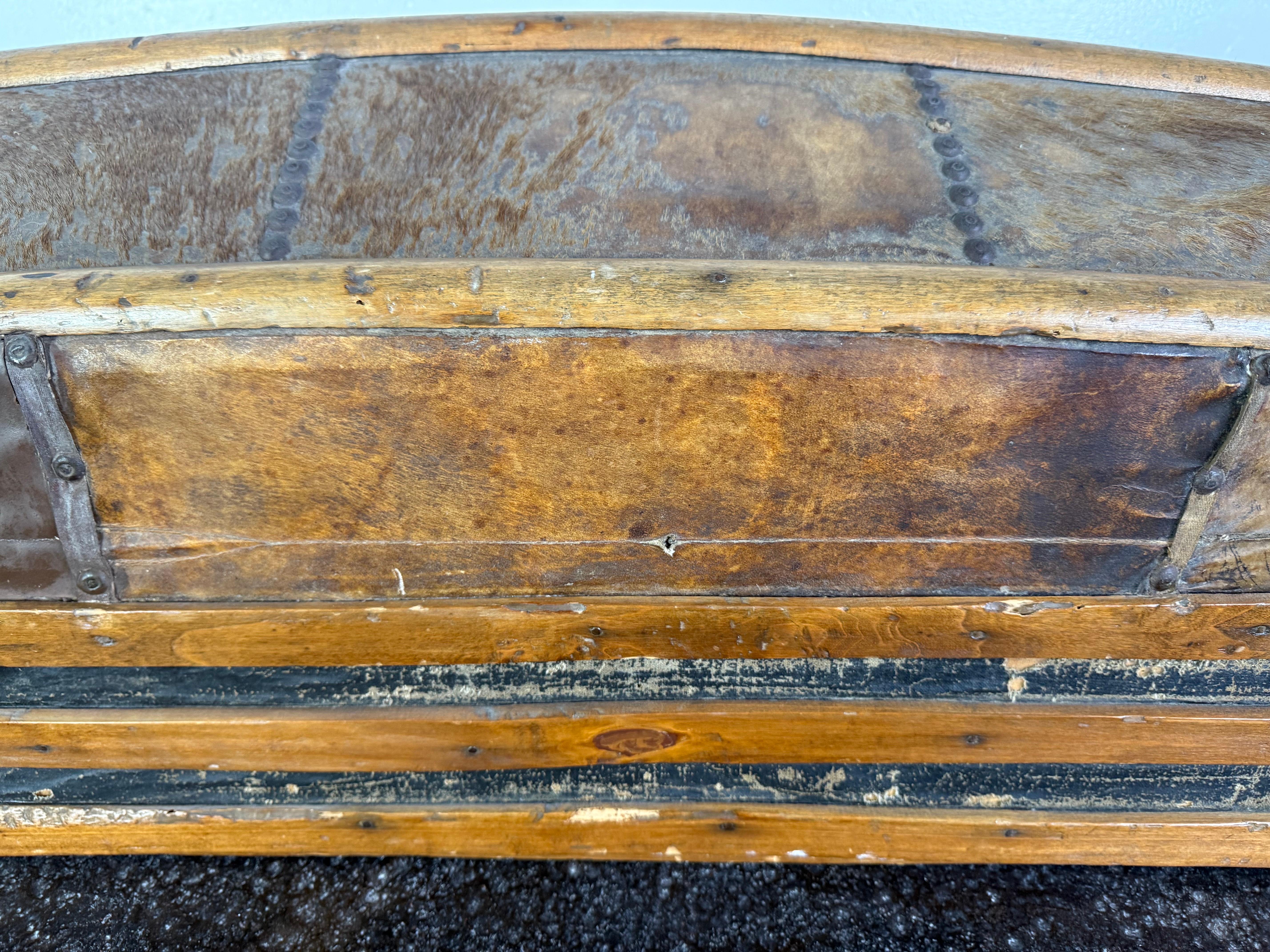 19th Century Spanish Colonial Leather Dome Trunk with Studded Decoration For Sale 11
