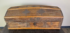 19th Century Spanish Colonial Leather Dome Trunk with Studded Decoration