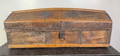 19th Century Spanish Colonial Leather Dome Trunk with Studded Decoration