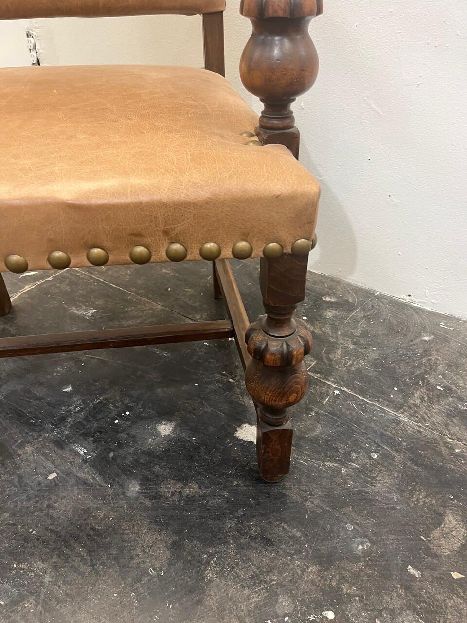 19th Century Spanish Colonial Leather Upholstered Armchair For Sale 1