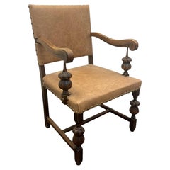 19th Century Spanish Colonial Leather Upholstered Armchair